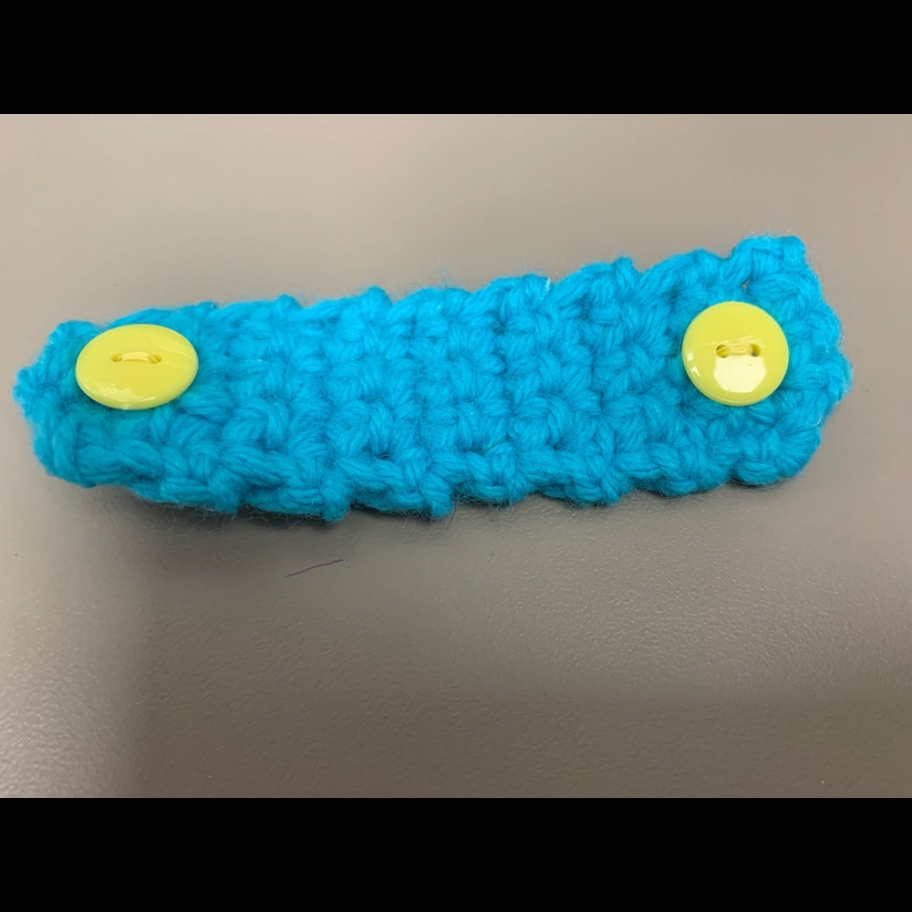 Face mask ear saver extender crochet new yellow aqua - Picture 5 of 7